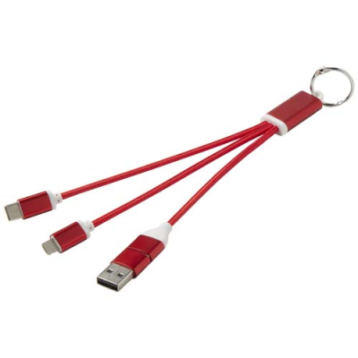 METAL 4-IN-1 RECYCLED ALUMINIUM METAL CHARGER CABLE with Keyring Chain