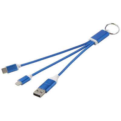 METAL 4-IN-1 RECYCLED ALUMINIUM METAL CHARGER CABLE with Keyring Chain