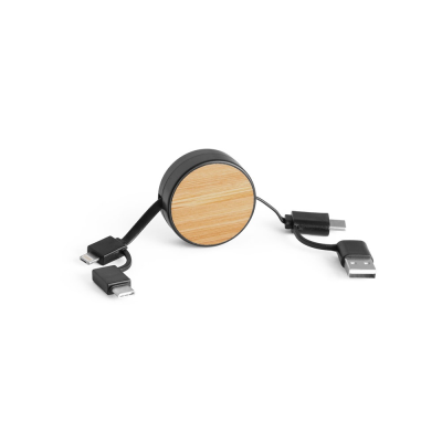 RUBINS 6-IN-1 RETRACTABLE USB CABLE in Recycled ABS in Black