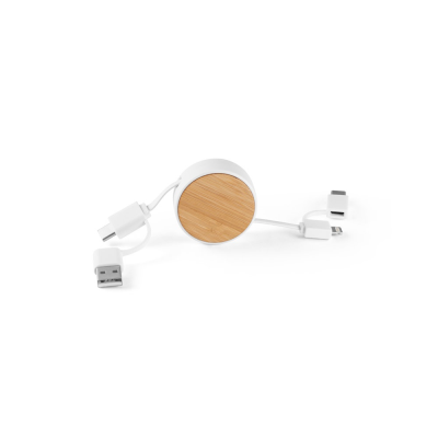 RUBINS 6-IN-1 RETRACTABLE USB CABLE in Recycled ABS in White
