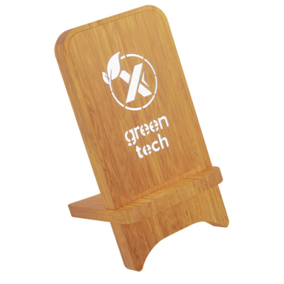 SCX,DESIGN W26 10W WOOD CORDLESS CHARGER PHONE STAND with Light-Up Logo