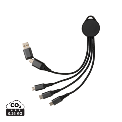 TERRA RCS RECYCLED ALUMINIUM METAL 6-IN-1 CHARGER CABLE in Grey