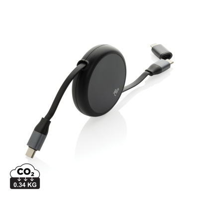 TERRA RCS RECYCLED ALUMINIUM METAL RETRACTABLE 240W 2-IN-1 CABLE in Black