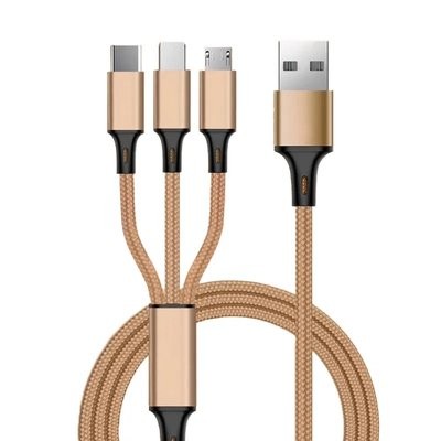THREE in One Cable Nylon Braided Charger Cord
