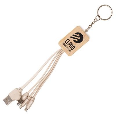 USB-C RECTANGULAR BAMBOO AND WHEAT STRAW KEYRING