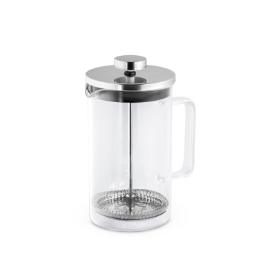 JENSON COFFEE MAKER in Borosilicate Glass & Stainless Steel Metal 600 Ml in Silver