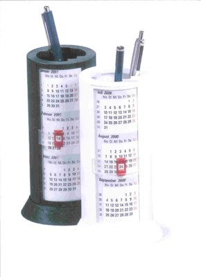 CYLINDRICAL DESK CALENDAR & PEN POT