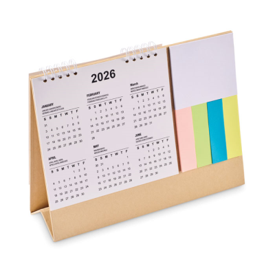 DESK CALENDAR with Memo Pad in Brown