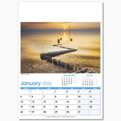 ENGLAND OPTIMA WALL 13 LEAF CALENDAR