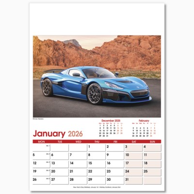 FAST CARS OPTIMA WALL 13 LEAF CALENDAR