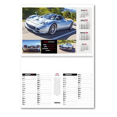 SUPERCARS CENTRAL SPIRAL WALL CALENDAR