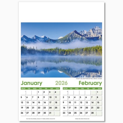 WORLD SCENES OPTIMA WALL CALENDAR 7 LEAF