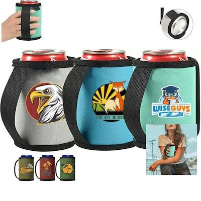 12 OZ NEOPRENE SUBLIMATED CAN COOLER with Strap Handle