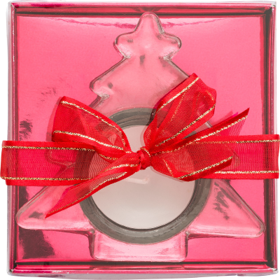 CHRISTMAS TREE CANDLE HOLDER in Red