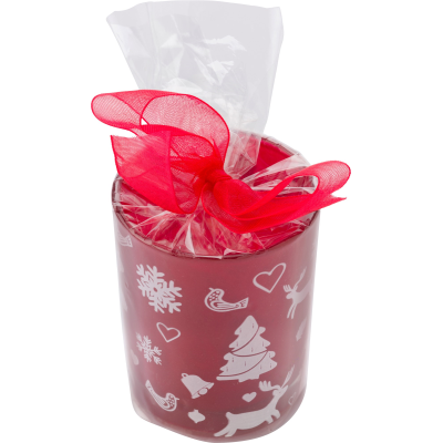 GLASS CANDLE HOLDER in Red