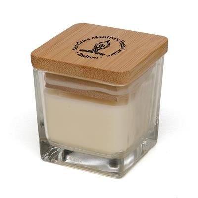 GLASS CANDLE HOLDER with Bamboo Lid