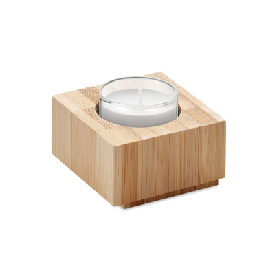 BAMBOO TEALIGHT HOLDER in Brown