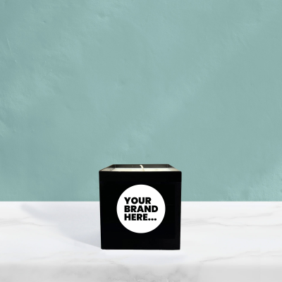 HANDMADE VEGAN CANDLE in Black Aluminium Metal Pot Engraved