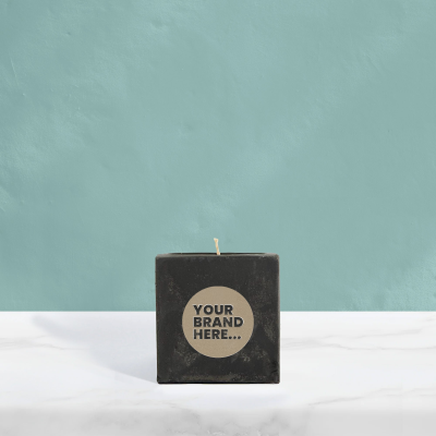 HANDMADE VEGAN CANDLE in Black Concrete Pot Engraved