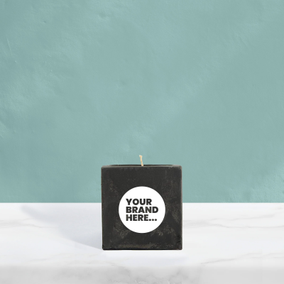 HANDMADE VEGAN CANDLE in Black Concrete Pot Printed