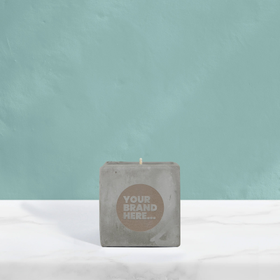 HANDMADE VEGAN CANDLE in Grey Concrete Pot Engraved