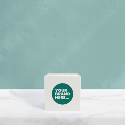 HANDMADE VEGAN CANDLE in White Aluminium Metal Pot Printed