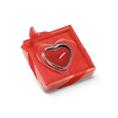 SWEETS HEART-SHAPED CANDLE AND GLASS BASE in Red