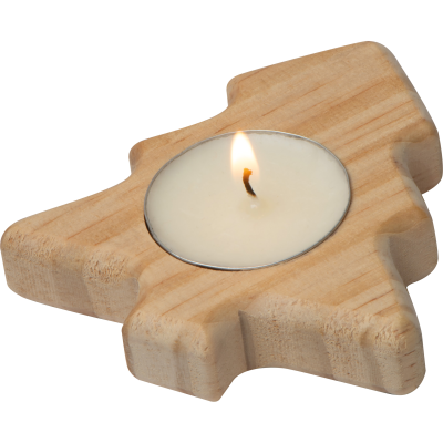 WOOD TEA LIGHT HOLDER in Beige 