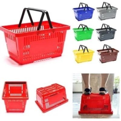 DURABLE PLASTIC SHOPPING BASKET with 2 Handles