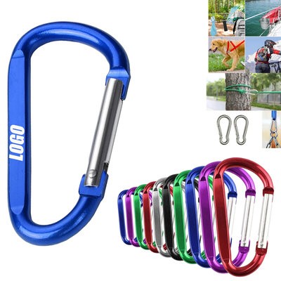 BIG D SHAPE FLAT KEYRING CHAIN SNAP ALUMINUM CARABINER HOOK