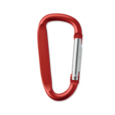 CARABINER CLIP in Aluminium Metal, in Red