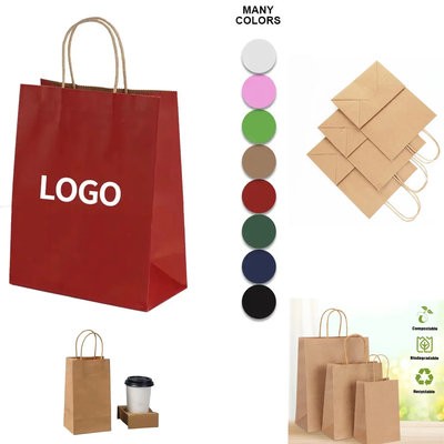 COLORFUL GIFT SHOPPING BAG BROWN PACKAGING KRAFT PAPER