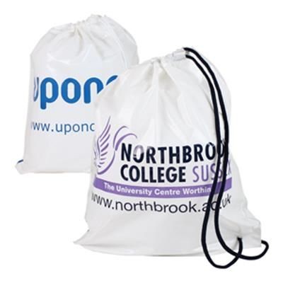 DUFFLE STYLE POLYTHENE PLASTIC CARRIER BAG in White