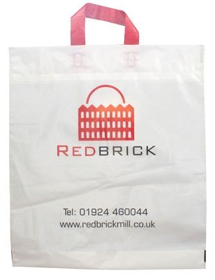 FLEXI LOOP POLYTHENE PLASTIC CARRIER BAG in White