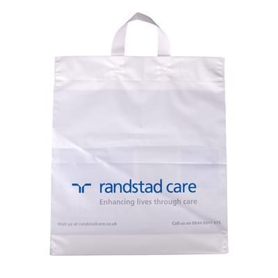 FLEXI LOOP POLYTHENE PLASTIC CARRIER BAG in White