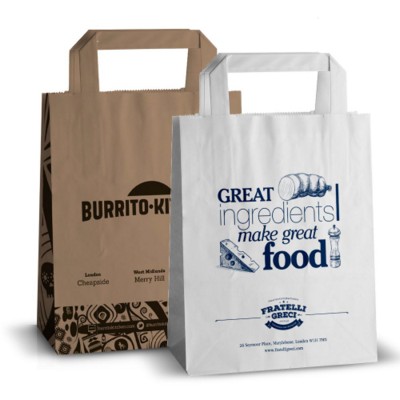 PRINTED FLAT HANDLE KRAFT PAPER BAG