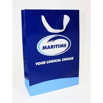 TITANIC LUXURY PAPER CARRIER BAG with Gloss Finish & Short Ribbon Handles