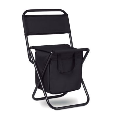 FOLDING 600D CHAIR & COOLER in Black