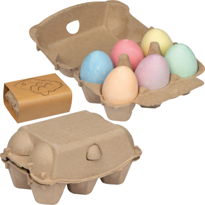 CHALK MINI EGGS in Cardboard Card Box in Beige