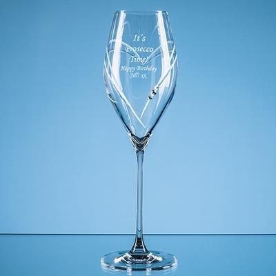 320ML JUST FOR YOU DIAMANTE PROSECCO GLASS WITH HEART SHAPE CUTTING