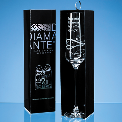 JUST FOR YOU DIAMANTE CHAMPAGNE FLUTE with Spiral Design Cutting in an Attractive Gift Box