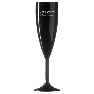 REUSABLE PLASTIC CHAMPAGNE FLUTE (187ML & 6,6OZ) BLACK & WHITE