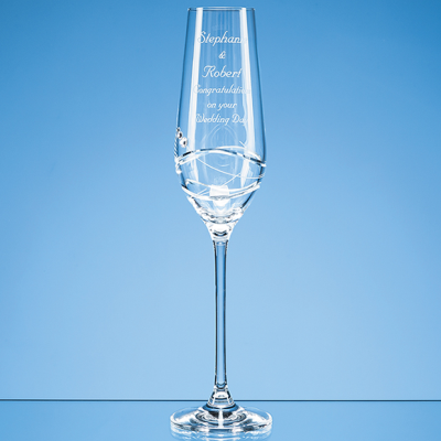 SINGLE DIAMANTE CHAMPAGNE FLUTE with Modena Spiral Cutting