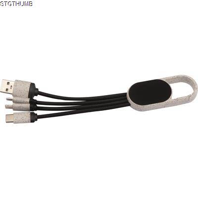 3-IN-1 WHEATSTRAW CHARGER CABLE in Beige