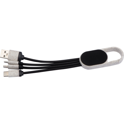 3-IN-1 WHEATSTRAW CHARGER CABLE in Beige