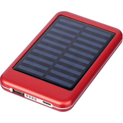 ALUMINIUM METAL SOLAR POWER BANK (4000 MAH) in Red