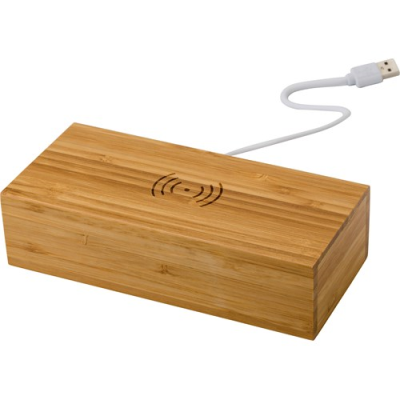 BAMBOO CORDLESS CHARGER AND CLOCK in Bamboo