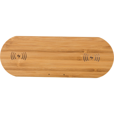 BAMBOO DUAL CORDLESS CHARGER in Bamboo