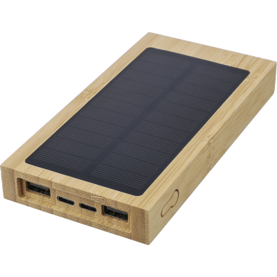 BAMBOO SOLAR POWER BANK (10000 MAH) in Brown