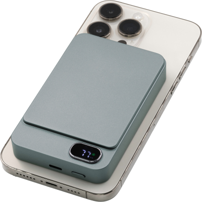 BRANDCHARGER RECYCLED ALUMINIUM METAL CORDLESS POWER BANK (10,000 MAH) in Gunmetal Grey